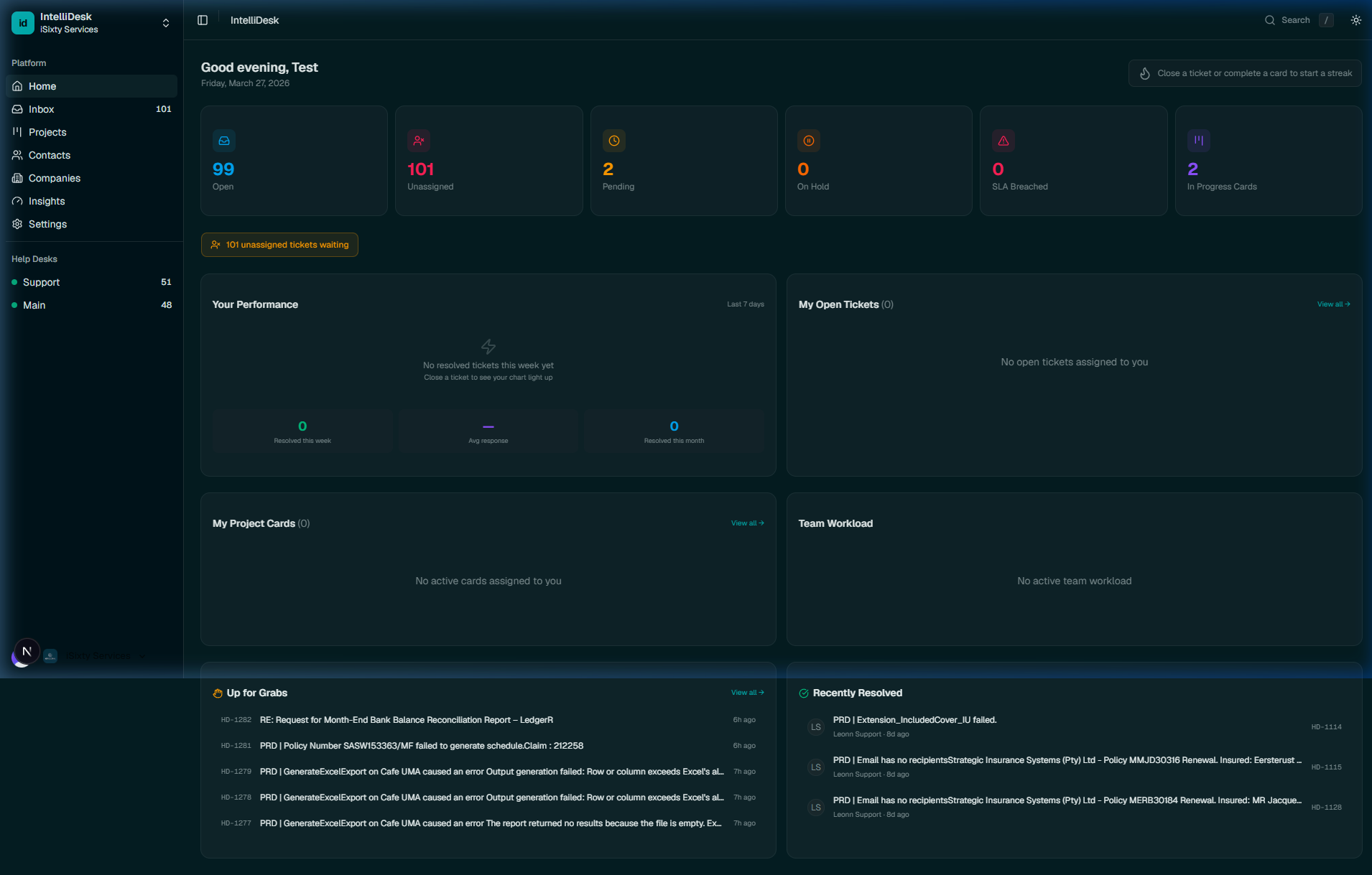 IntelliDesk Dashboard