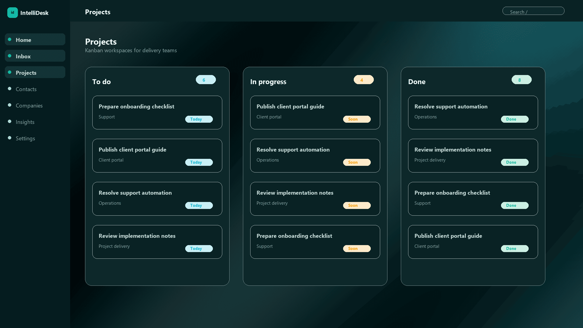 Connect project delivery with customer support interface preview